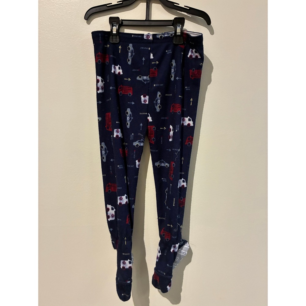 Carters 2000s Kids Navy Blue Rescue Vehicle Fire Truck Footed Pajama Pants 3T